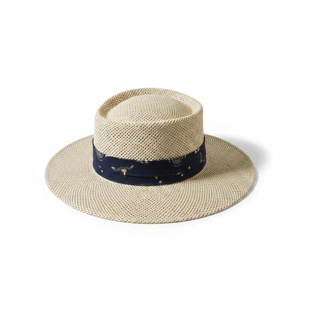 Scala Pro Series Straw Hat Tan Navy Blue Ribbon Band Dorman Pacific Co